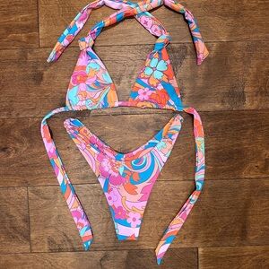 Skatie Floral Bikini in Pink and Blue